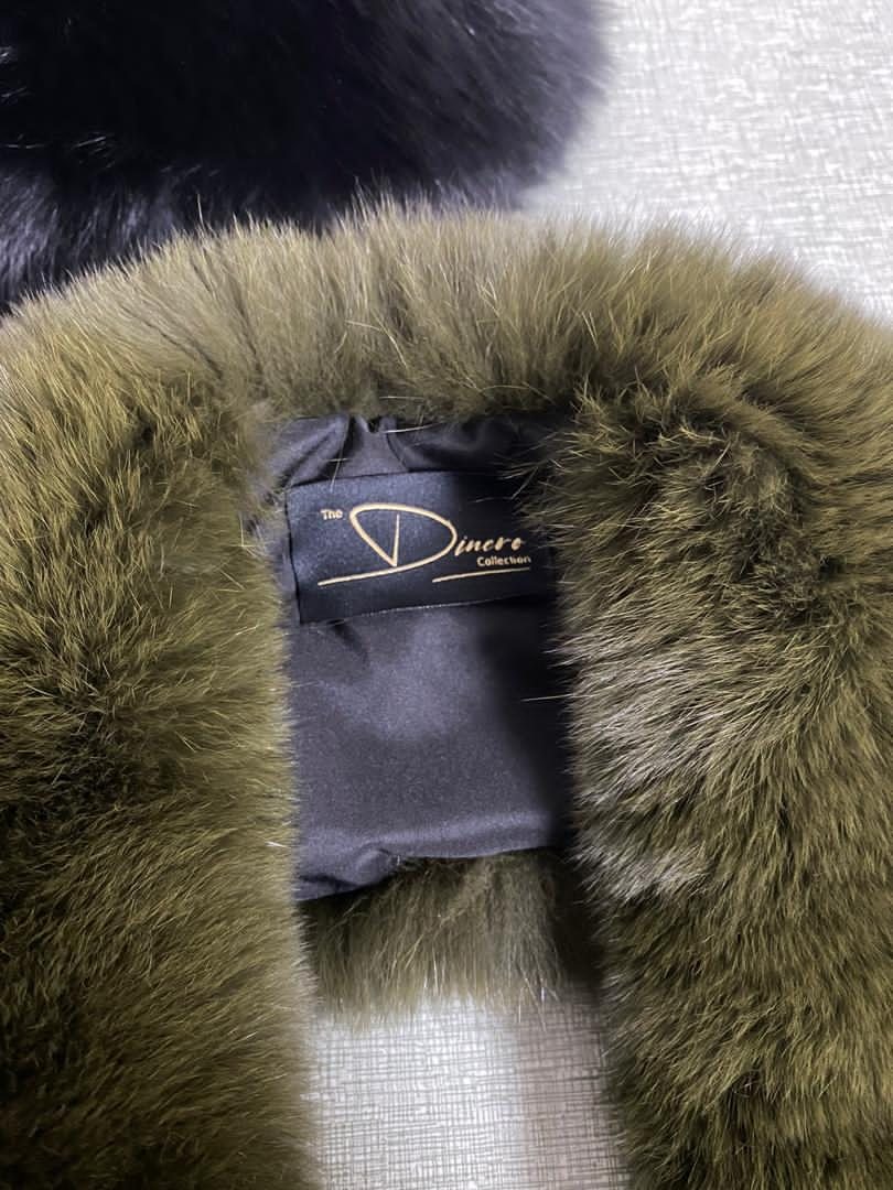 Olive fur collar with label